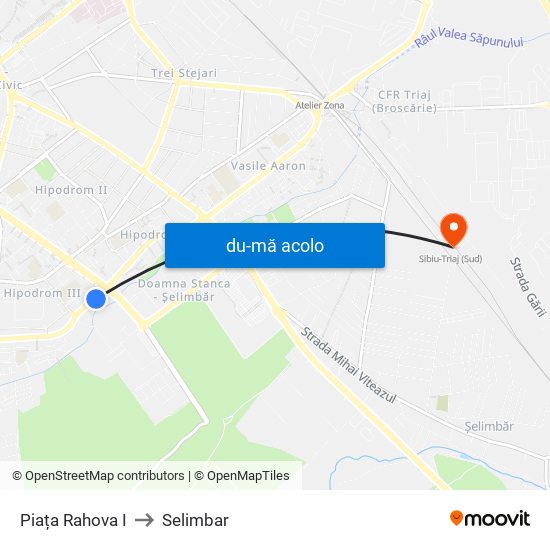 Harta de Piața Rahova I către Selimbar