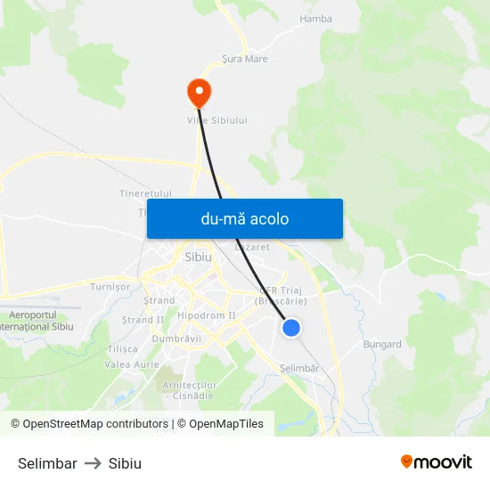 Harta de Selimbar către Sibiu