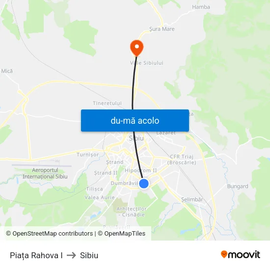 Harta de Piața Rahova I către Sibiu