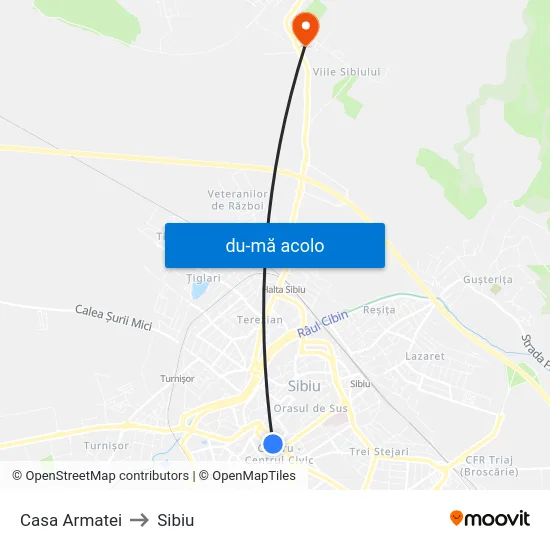 Harta de Casa Armatei către Sibiu