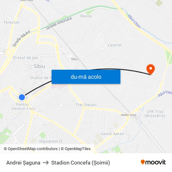 Harta de Andrei Șaguna către Stadion Concefa (Șoimii)