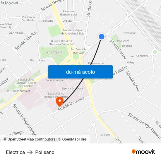 Harta de Electrica către Polisano