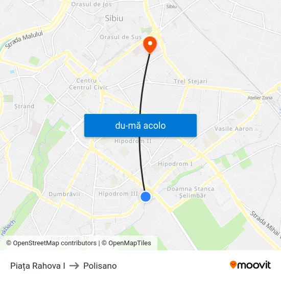 Harta de Piața Rahova I către Polisano