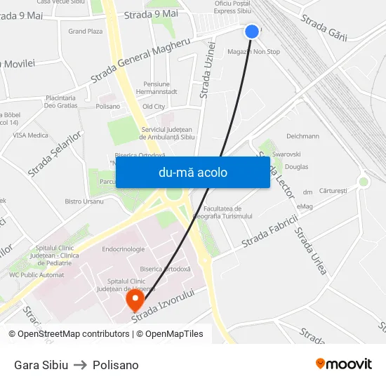 Harta de Gara Sibiu către Polisano