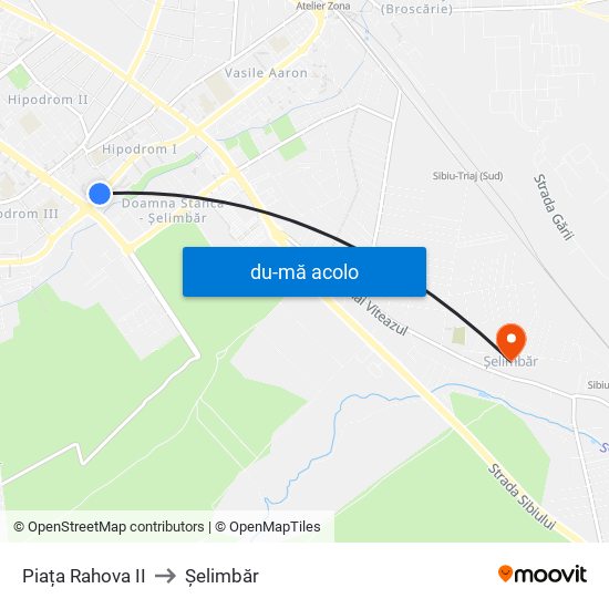 Harta de Piața Rahova II către Șelimbăr