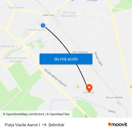 Harta de Piața Vasile Aaron I către Șelimbăr