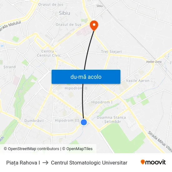 Harta de Piața Rahova I către Centrul Stomatologic Universitar