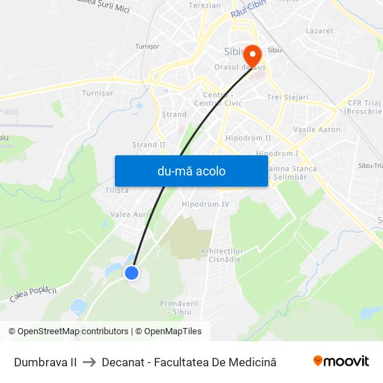 Harta de Dumbrava II către Decanat - Facultatea De Medicină