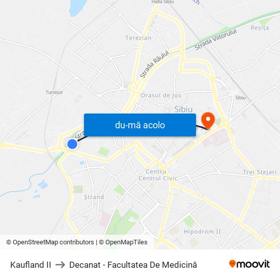 Harta de Kaufland II către Decanat - Facultatea De Medicină