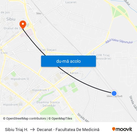 Harta de Sibiu Triaj H. către Decanat - Facultatea De Medicină