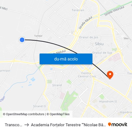 Harta de Transcom I către Academia Forțelor Terestre ""Nicolae Bălcescu""