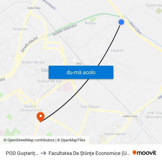 Harta de POD Gușterița I către Facultatea De Științe Economice (Ulbs)