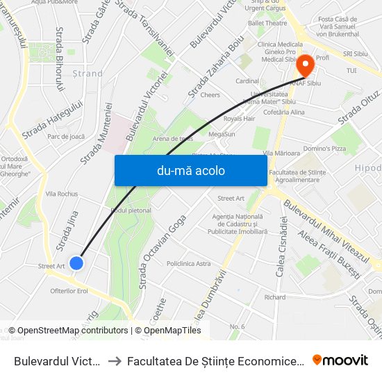 Harta de Bulevardul Victoriei către Facultatea De Științe Economice (Ulbs)