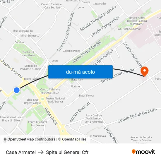 Harta de Casa Armatei către Spitalul General Cfr