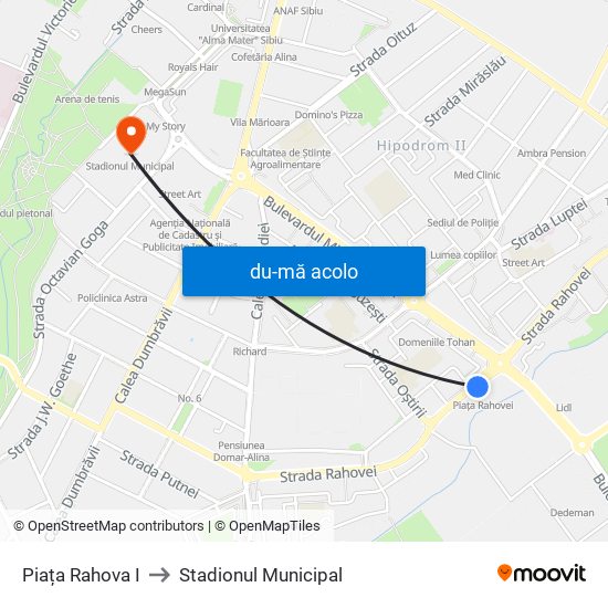 Harta de Piața Rahova I către Stadionul Municipal