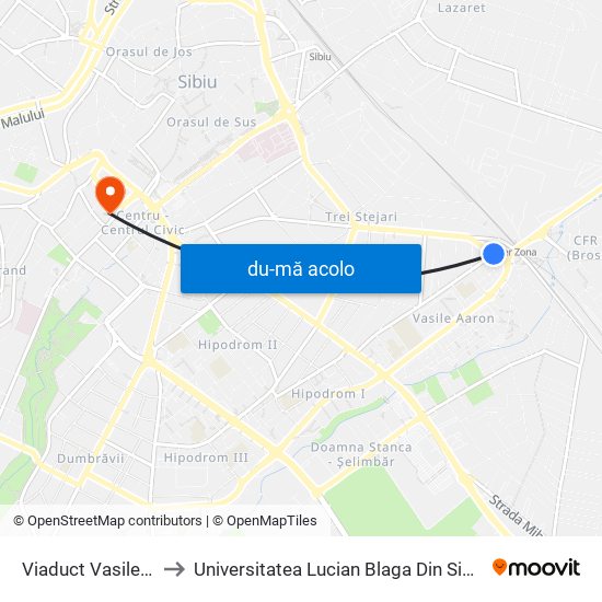 Harta de Viaduct Vasile Aaron I către Universitatea Lucian Blaga Din Sibiu - Rectoratul
