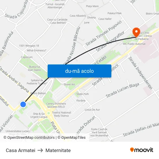 Harta de Casa Armatei către Maternitate