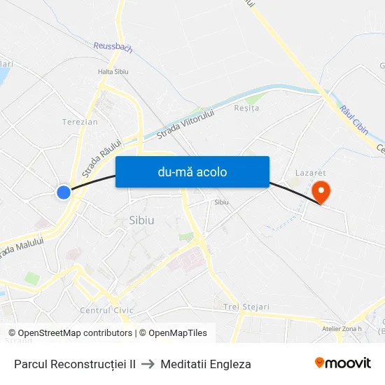 Harta de Parcul Reconstrucției II către Meditatii Engleza