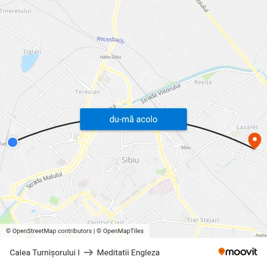 Harta de Calea Turnișorului I către Meditatii Engleza