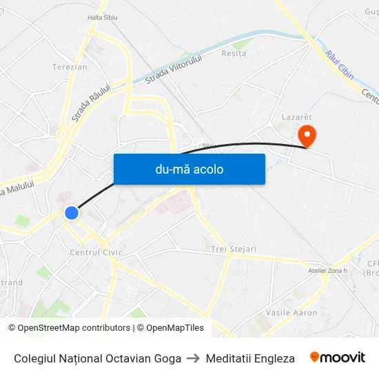 Harta de Colegiul Național Octavian Goga către Meditatii Engleza