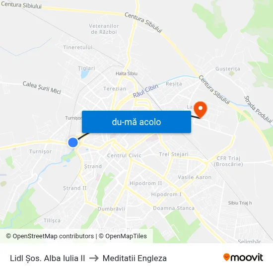 Harta de Lidl Șos. Alba Iulia II către Meditatii Engleza