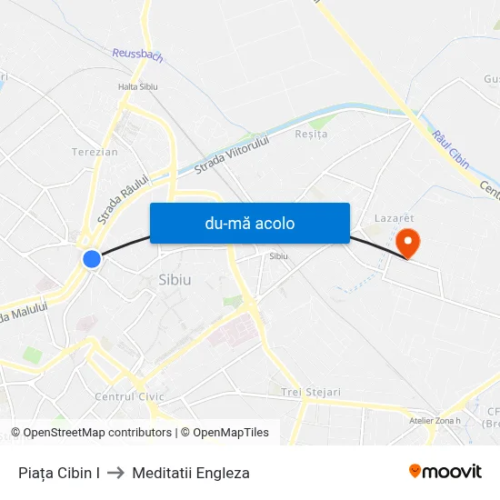 Harta de Piața Cibin I către Meditatii Engleza