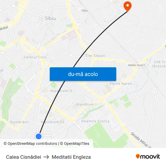 Harta de Calea Cisnădiei către Meditatii Engleza