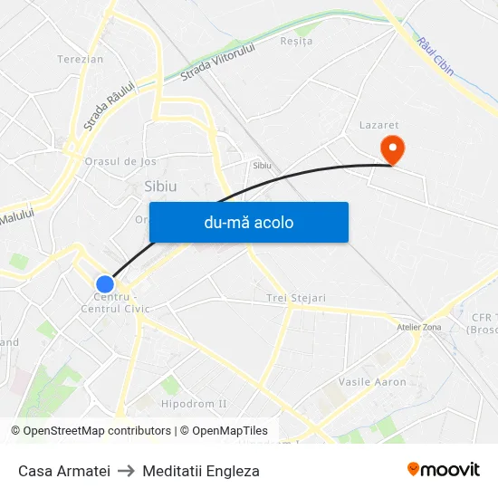 Harta de Casa Armatei către Meditatii Engleza