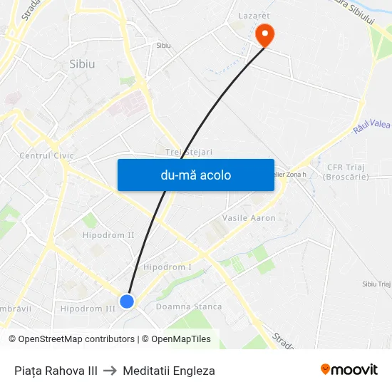 Harta de Piața Rahova III către Meditatii Engleza