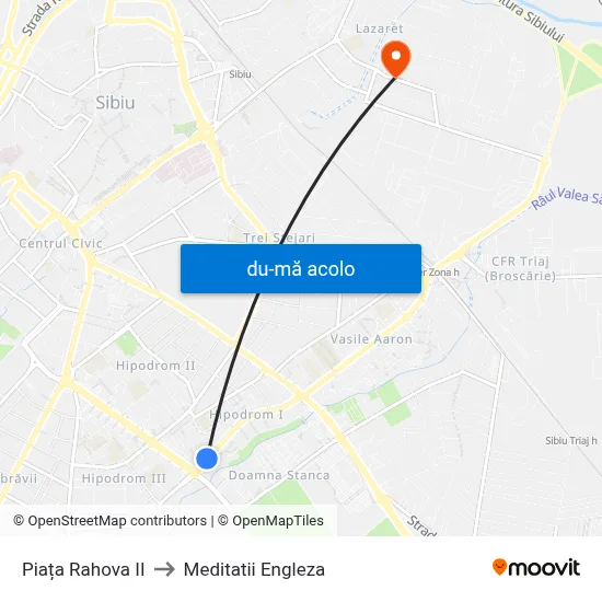 Harta de Piața Rahova II către Meditatii Engleza