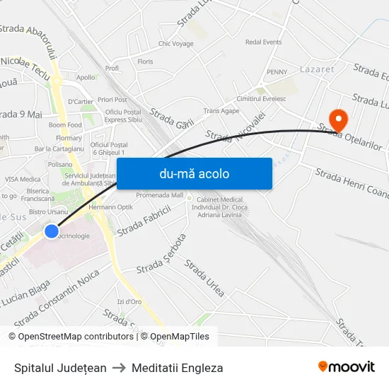 Harta de Spitalul Județean către Meditatii Engleza