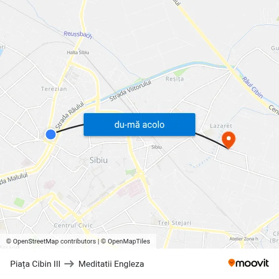 Harta de Piața Cibin III către Meditatii Engleza