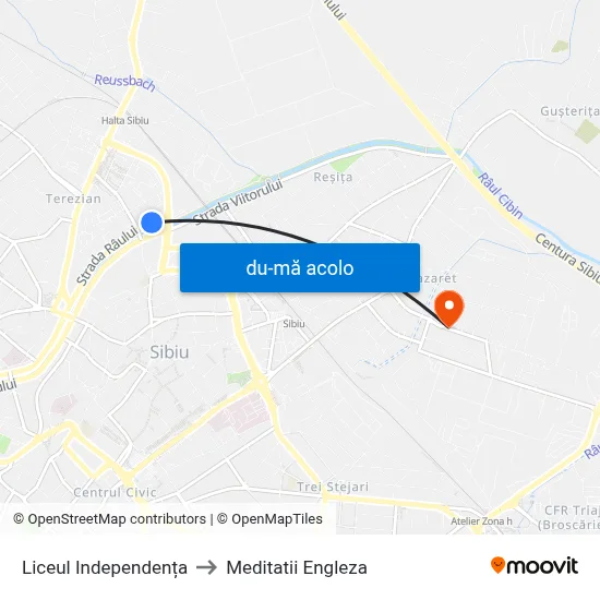 Harta de Liceul Independența către Meditatii Engleza