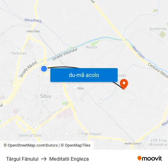 Harta de Târgul Fânului către Meditatii Engleza