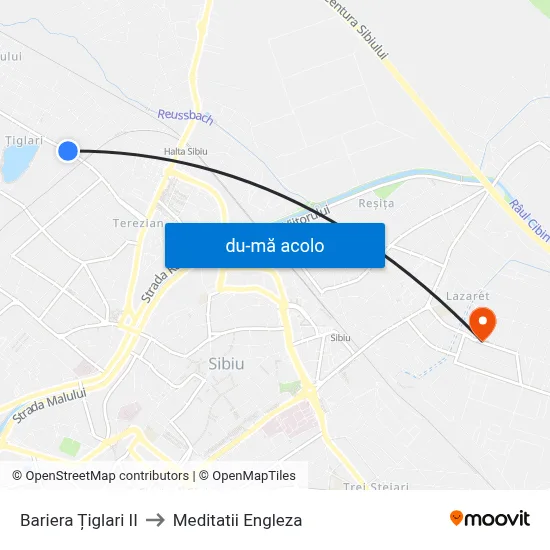 Harta de Bariera Țiglari II către Meditatii Engleza