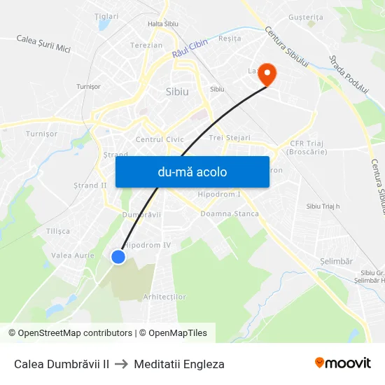 Harta de Calea Dumbrăvii II către Meditatii Engleza