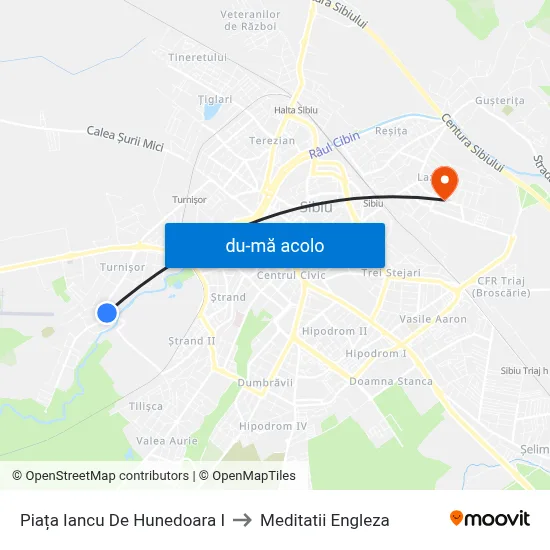 Harta de Piața Iancu De Hunedoara I către Meditatii Engleza