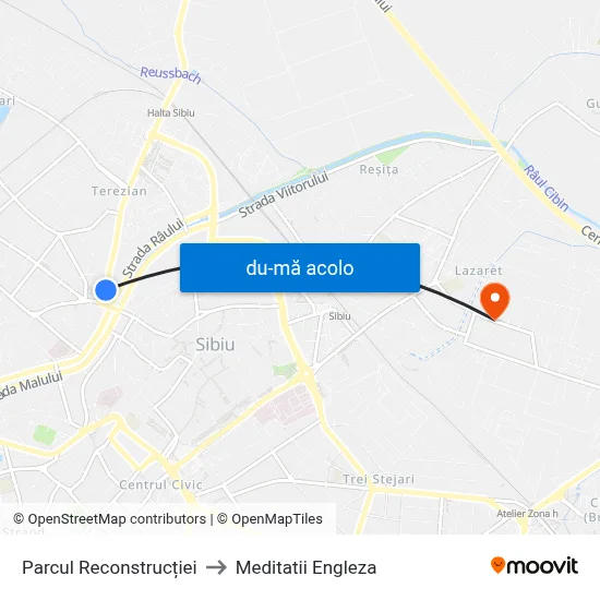 Harta de Parcul Reconstrucției către Meditatii Engleza