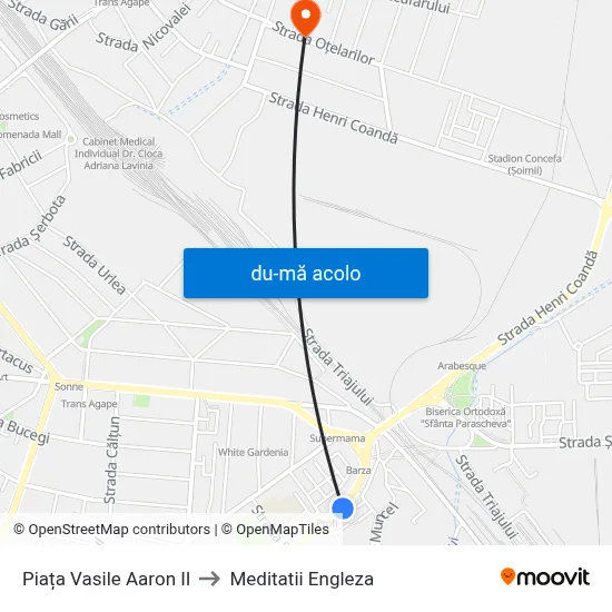 Harta de Piața Vasile Aaron II către Meditatii Engleza