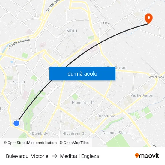 Harta de Bulevardul Victoriei către Meditatii Engleza