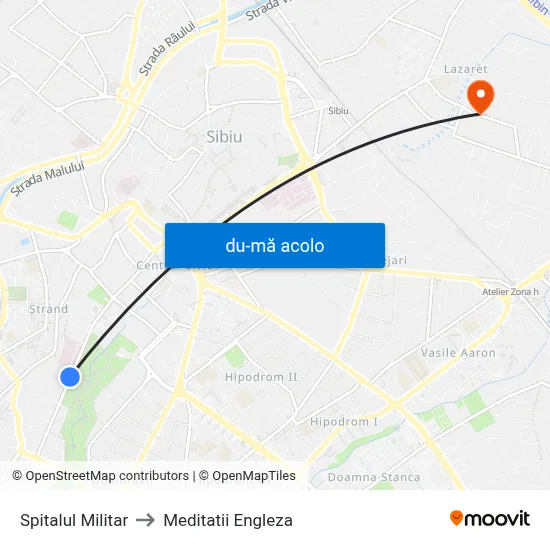 Harta de Spitalul Militar către Meditatii Engleza