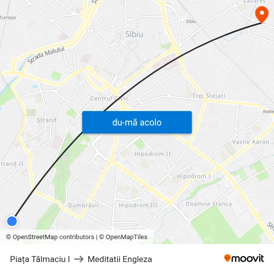 Harta de Piața Tălmaciu I către Meditatii Engleza