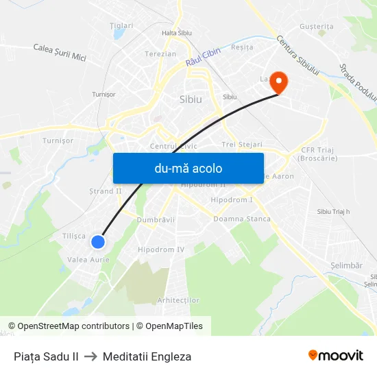 Harta de Piața Sadu II către Meditatii Engleza