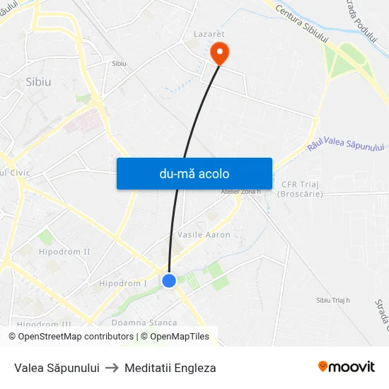 Harta de Valea Săpunului către Meditatii Engleza