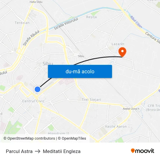Harta de Parcul Astra către Meditatii Engleza