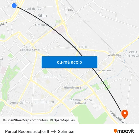 Harta de Parcul Reconstrucției II către Selimbar