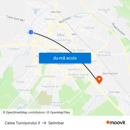 Harta de Calea Turnișorului II către Selimbar