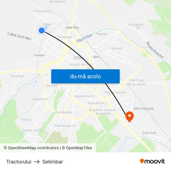 Harta de Tractorului către Selimbar