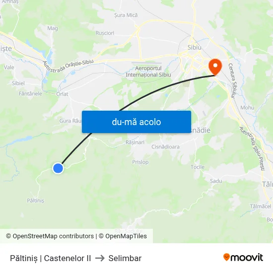 Harta de Păltiniș | Castenelor II către Selimbar