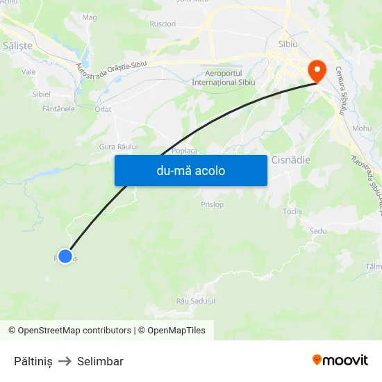 Harta de Păltiniș către Selimbar